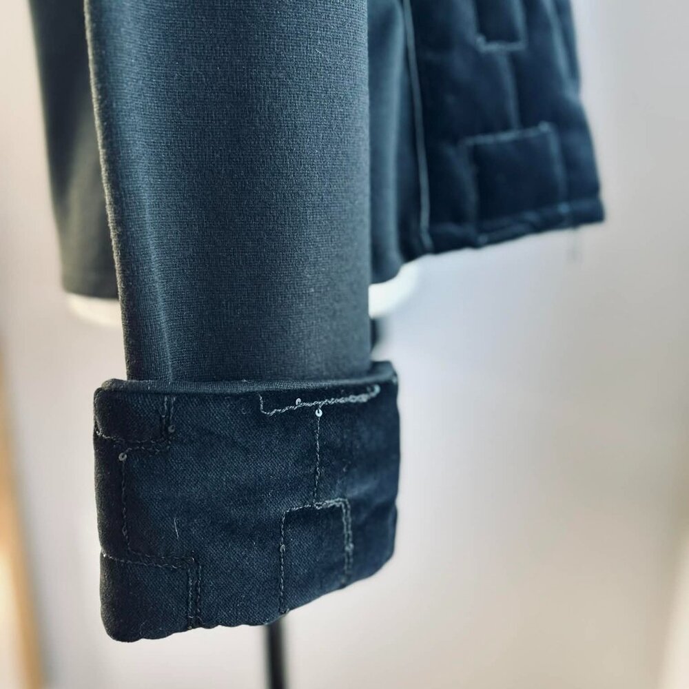 Rayure Paris Black Wool Blend Velvet Quilted & Sequined Zipped Jacket – EU 48 - Picture 9 of 14